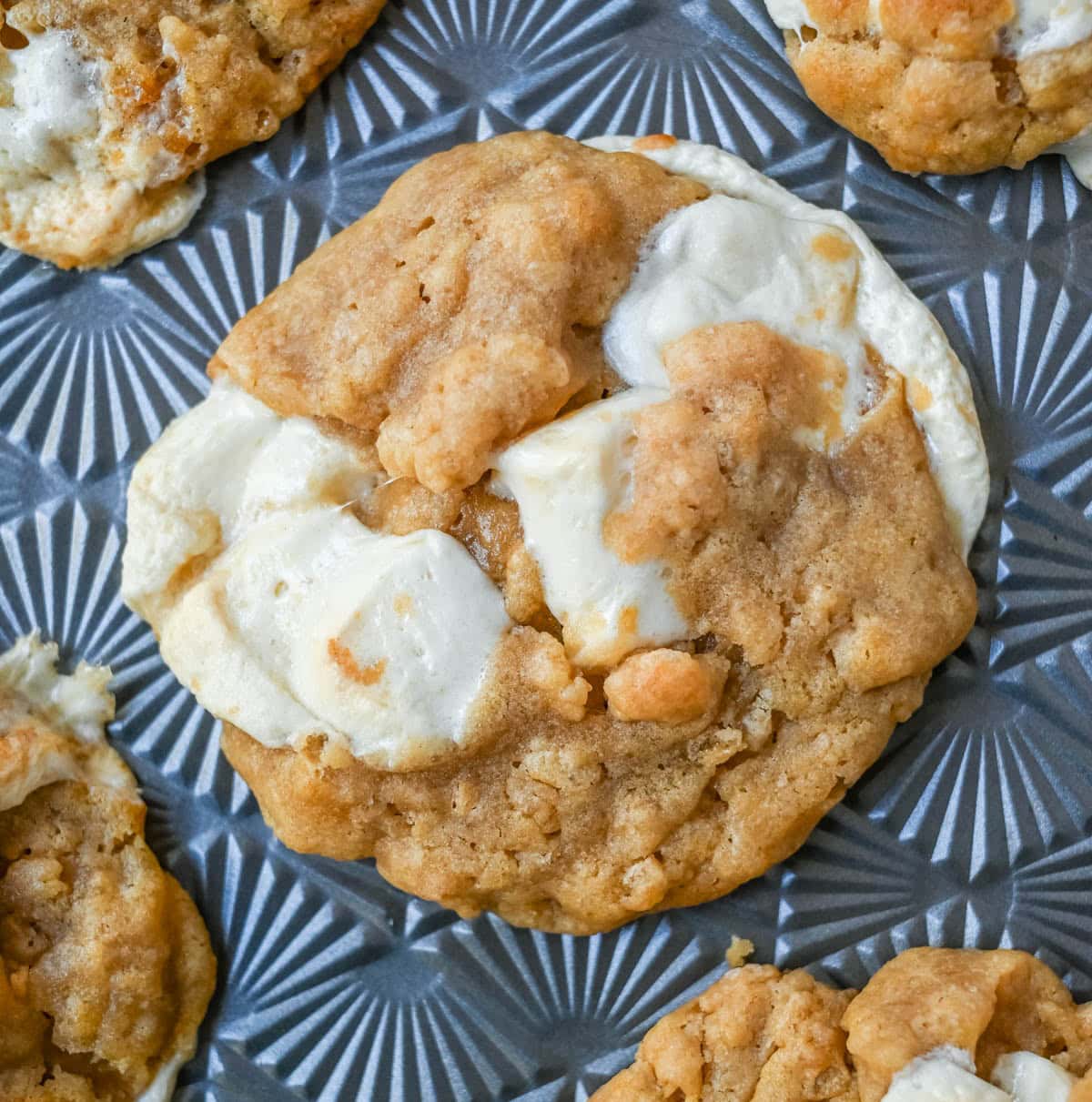 Marshmallow Crispy Cookies taste like a Rice Krispie treat in cookie form! These Brown Butter Rice Krispie Treat Cookies are made with brown butter, gooey marshmallows, crispy cereal, and a sprinkle of flaky salt.