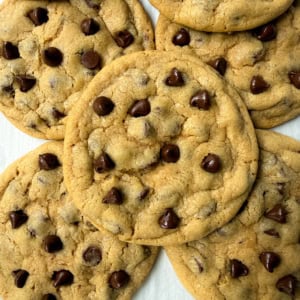 These Mrs. Fields Chocolate Chip Cookies taste just like the famous mall cookies! This easy copycat recipe makes soft, chewy chocolate chip cookies with buttery, golden edges and loads of melty chocolate chips. This is the authentic recipe found in Mrs. Field's cookbook.