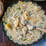 This White Chicken Lasagna Soup is everything you love about a creamy, cheesy chicken lasagna, without all the layering! Lasagna noodles, tender shredded chicken, and spinach all simmer together in one pot in a garlicky parmesan cream broth. Then you top each bowl with a dollop of herbed ricotta that melts right in. It's cozy comfort food at its easiest, and it's on the table in about 40 minutes.